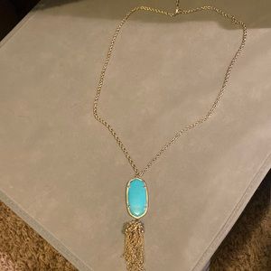 Kendra Scott Gold Turquoise Long Statement Necklace
